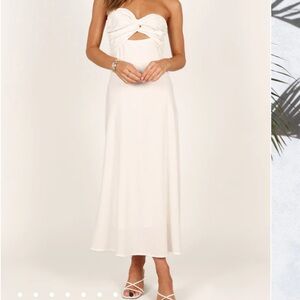 Petal and pup strapless white dress